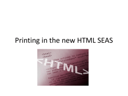Printing in the new HTML SEAS