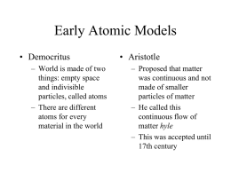 Early Atomic Models