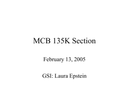 MCB 135K Mid-Term I Review