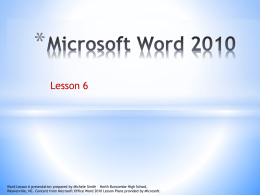 Microsoft Word 2010 - Mr. Butorac's Classroom