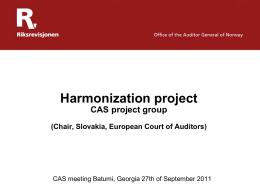 Harmonization project CAS project group