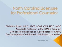 North Carolina Licensure for Professional Counselor