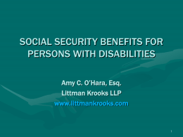 GOVERNMENT BENEFITS FOR PERSONS WITH DISABILITIES