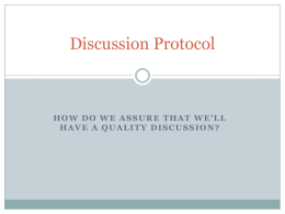 Discussion Protocol - Literacy in Learning Exchange