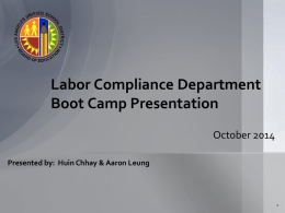 Labor Compliance Department Boot Camp Presentation
