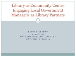 Library as Community Centre Engaging Local Government