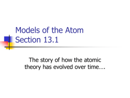 Models of the Atom Section 13.1