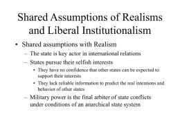 Share Assumptions of Realisms and Liberal Institutionalism
