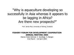 FISHERY FORUM FOR DEVELOPMENT COOPERATION ANNUAL …