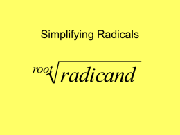 Simplifying Radicals - Flagstaff Arts and Leadership Academy