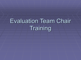 Evaluation Team Chair Training