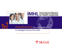 IMHL International Masters Program for Health Leadership