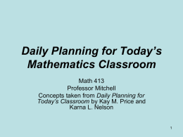 Daily Planning for Today’s Mathematics Classroom