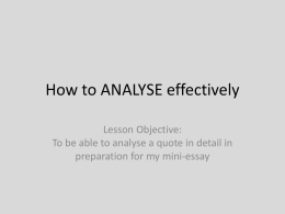 How to ANALYSE effectively - We Don't Need no Education