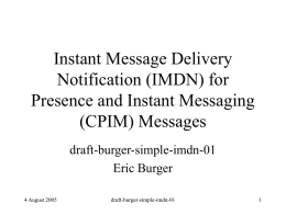 Instant Message Delivery Notification (IMDN) for Presence