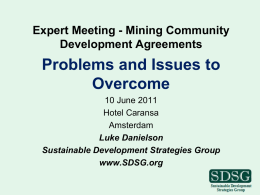Expert Meeting - Mining Community Development Agreements