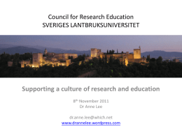 Council for Research Education Supporting a culture of