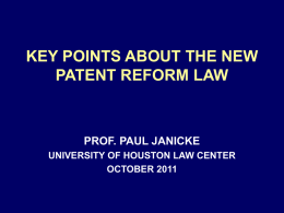 FIVE THINGS YOU MAY NOT KNOW ABOUT THE PATENT REFORM …