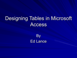 Designing Tables in Microsoft Access
