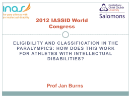 The Paralympics and People with Intellectual Disabilities