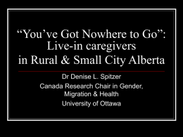 Live-In Caregivers in Rural and Small City Alberta