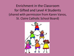 Classroom Enrichment (shared with permission St. Claire