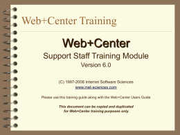 Web+Center Training - Internet Software Sciences