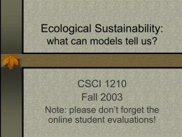Ecological Sustainability: what can models tell us?