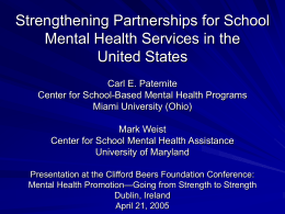 Strengthening Partnerships for School Mental Health
