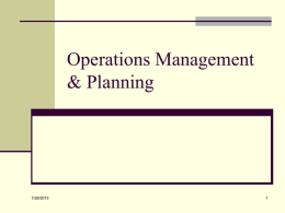 Operations Management & Planning