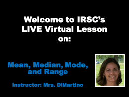 Welcome to IRSC’s LIVE Virtual Lesson on: