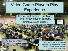 Video Game Players Play Experience