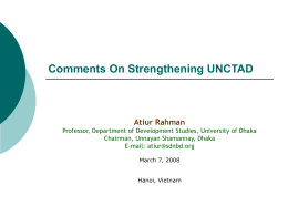 Comments On ‘Strengthening UNCTAD’