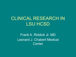 CLINICAL RESEARCH IN LSUHSC