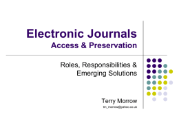 E-Journals Archiving Solutions