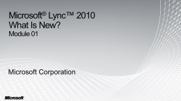 Module 01 - Microsoft Lync 2010
