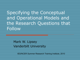 Session 2: Specifying the Conceptual and Operational