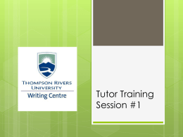 Tutor Training Session - Thompson Rivers University