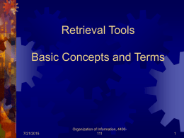 Retrieval Tools Basic Concepts and Terms