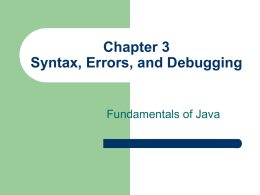 Chapter 3 Syntax, Errors, and Debugging