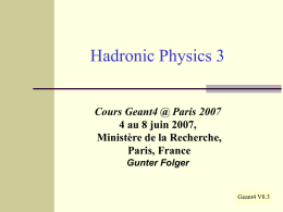 Hadronic Physics 3