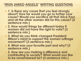 Iron Jawed Angels” Writing Questions