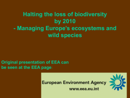 Halting the loss of biodiversity by 2010