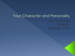 Your Character and Personality