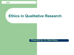 Research Ethics in a Wider Context