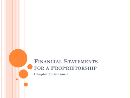Financial Statements for a Proprietorship