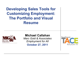 Developing Sales Tools for Customizing Employment: The