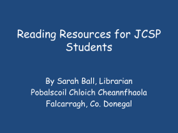 Reading Resources for JCSP Students