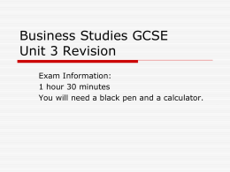 Unit 3 Revision - Sprowston Community High School