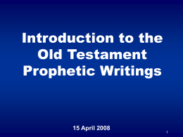 Introduction to OT Prophetic Writings